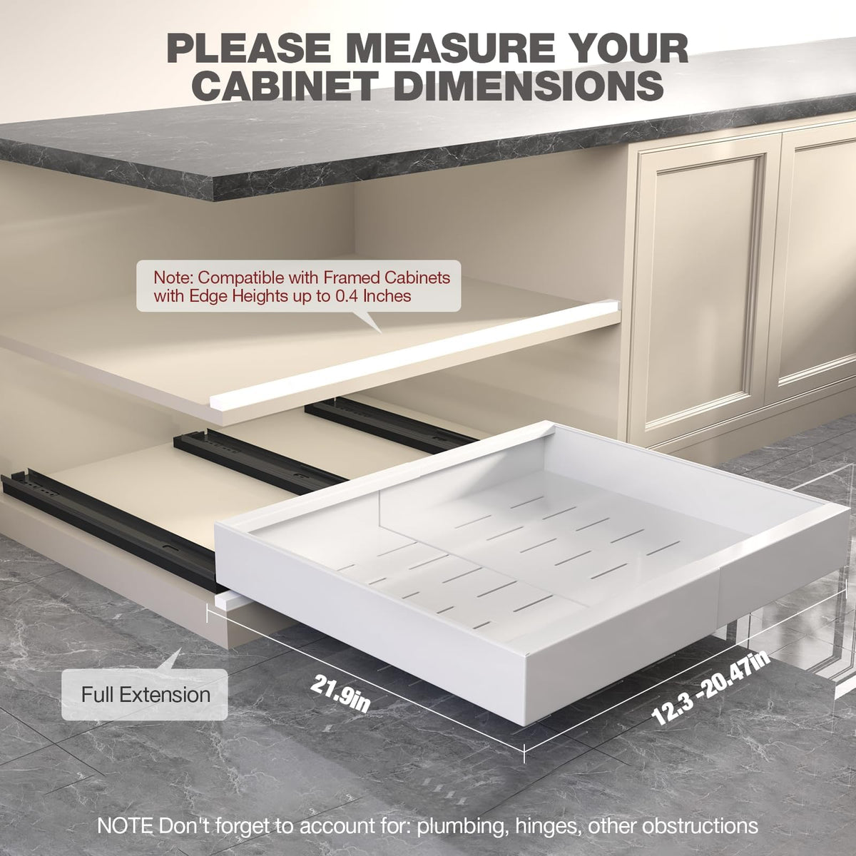 Seinloes expandable width fits 12.3 to 20.5 inches.