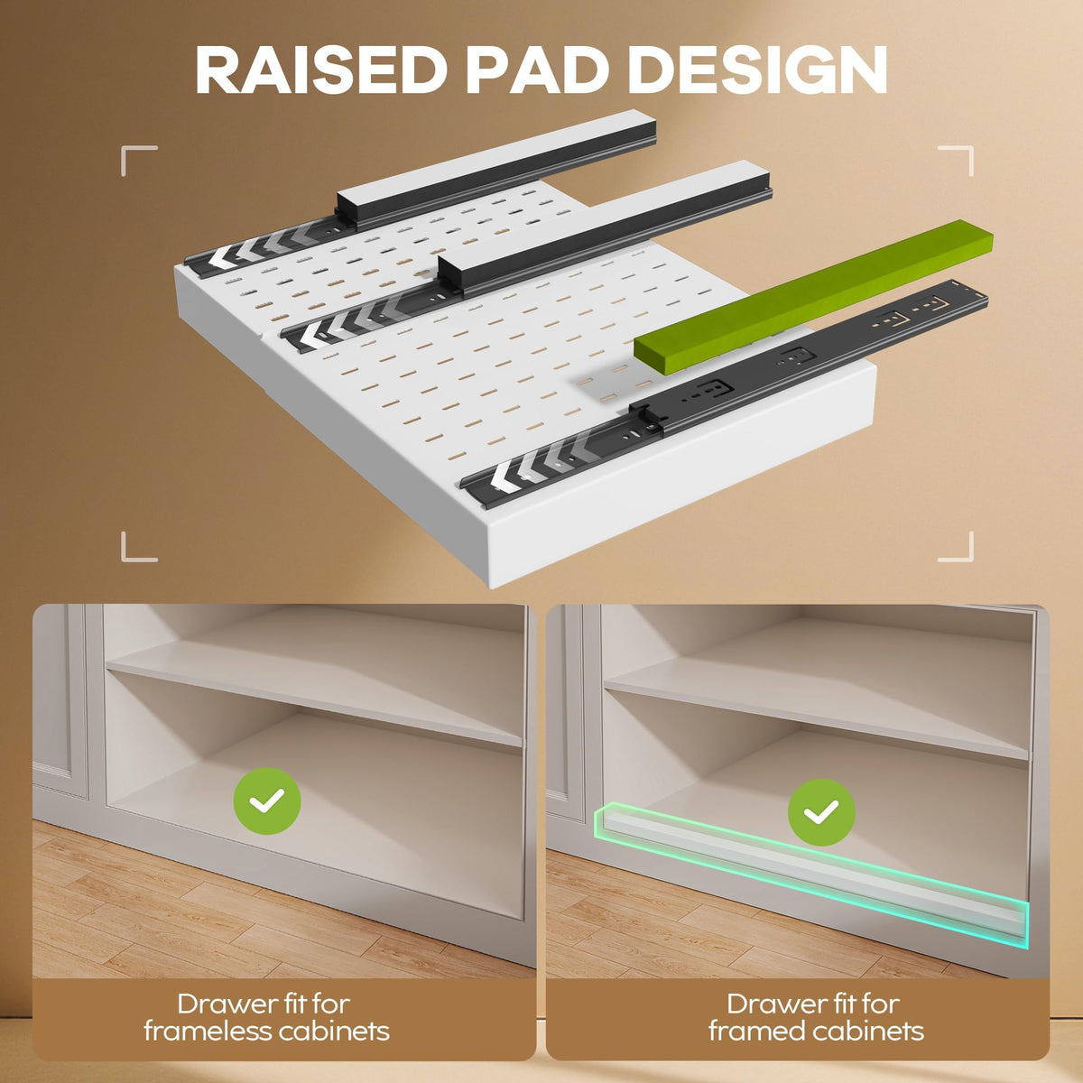 Expandable width from 12.1 to 20.4 inches fits varied cabinets