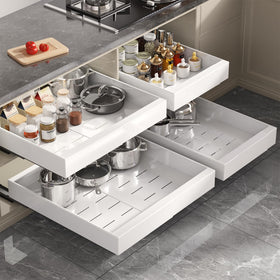 Seinloes compatible with framed and frameless cabinet designs.