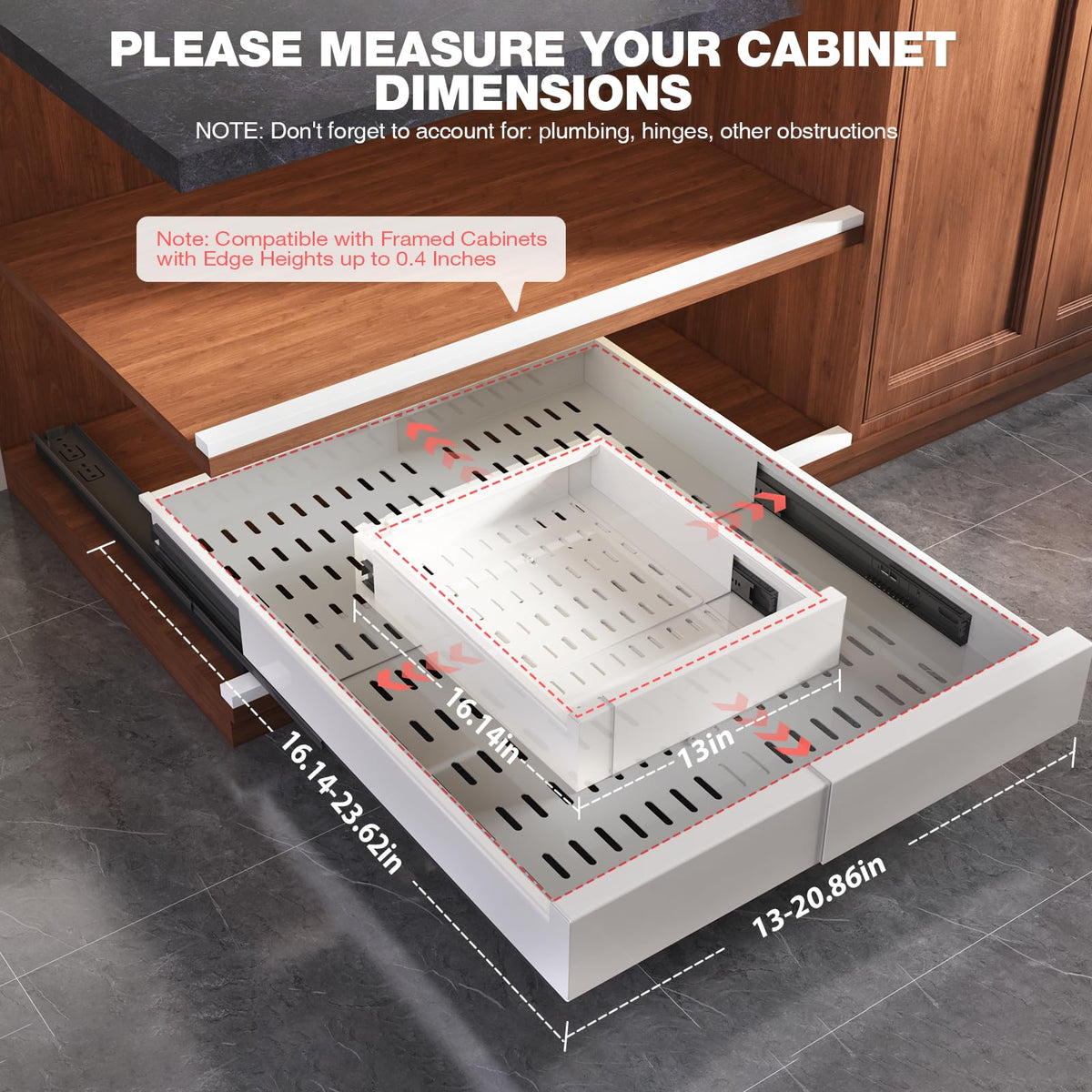 Seinloes heavy-duty metal drawer for cookware and bulky items