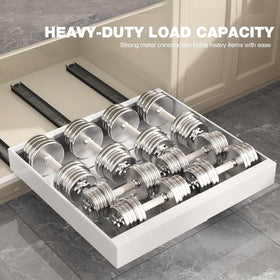 Seinloes keeps pots, pans, and bakeware neatly organized.