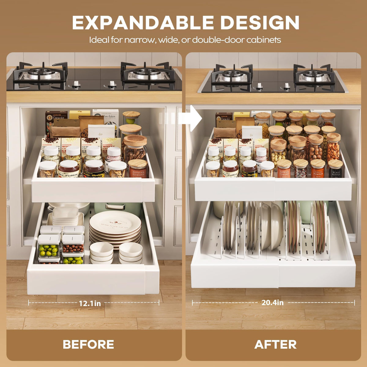 Raised pads enable use with framed cabinets for flexible installation