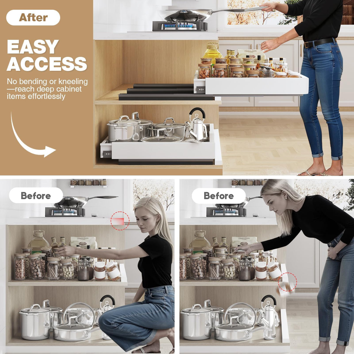Seinloes three-rail design adds stability for heavier items