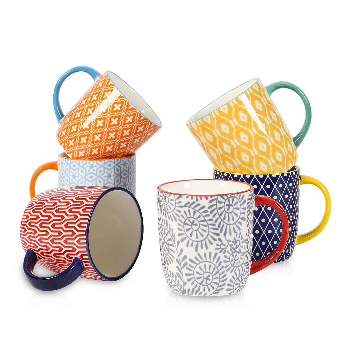 Selamica 10 oz coffee mugs set in colorful finishes for daily coffee rituals.