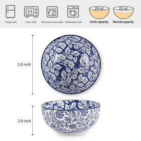 Selamica bowls feature blue pattern inside and out, adding visual charm to every meal.