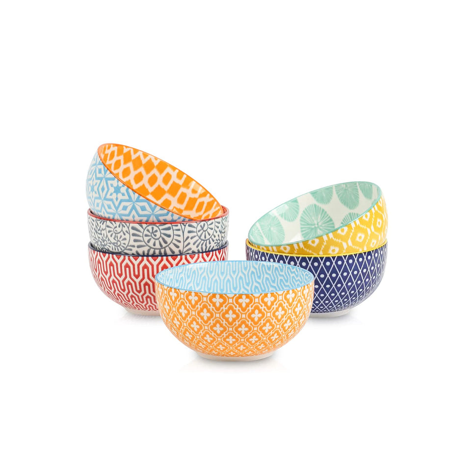 Selamica ceramic dessert bowls with 12 oz capacity and colorful patterns for stylish servings