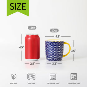 Selamica coffee mugs with big handles offering comfortable grip for hot drinks.