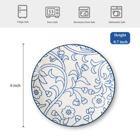 Selamica six-inch plate with blue glaze, perfect for snacks and appetizers