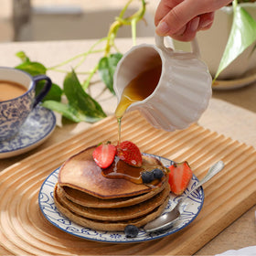 Selamica vintage-blue pattern plate complements modern and traditional tables