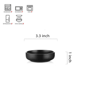 Selamica dipping bowls compact size with wide bottom for stable serving on a board.