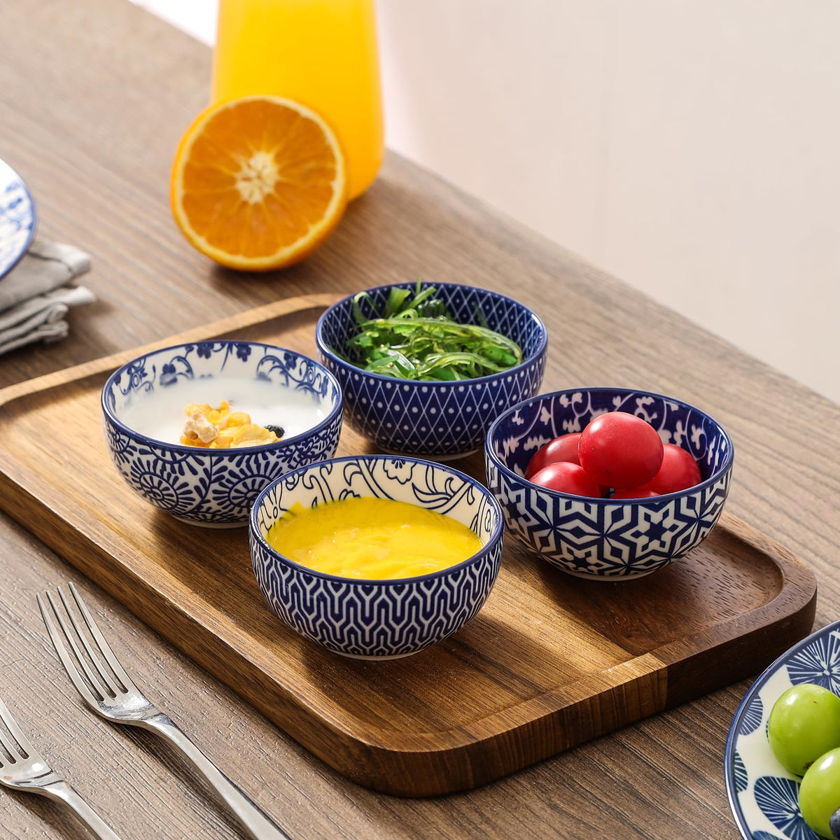 Selamica gift-ready blue bowl set ideal for entertaining and gifting.