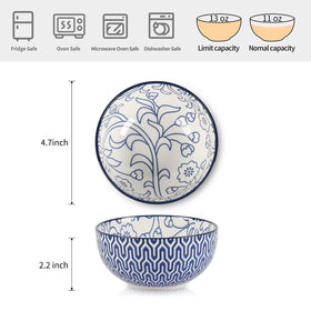 Inside pattern detail on Selamica bowls with colorful detailing.