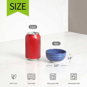 Selamica mini bowls measure 3.5 inches for portion control and meals.