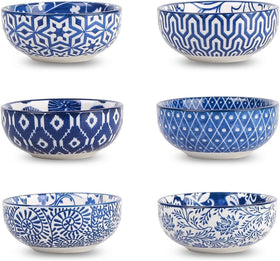 Selamica mini dipping bowls with vintage blue flower pattern, ideal for small sauce portions.