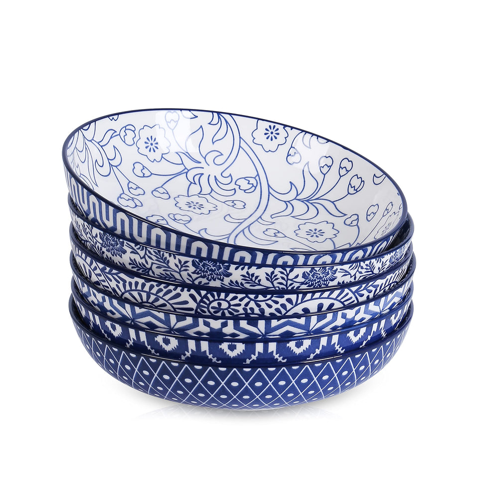 Selamica 26 oz porcelain pasta bowls set, durable for daily meals.