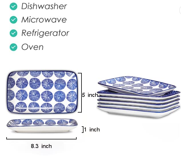 Selamica rectangular plates shows blue pattern closeup for stylish presentation