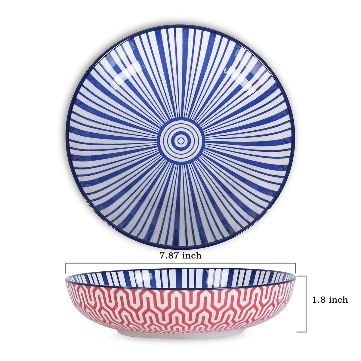Selamica wide shallow bowls showcase vibrant patterns for stylish meals