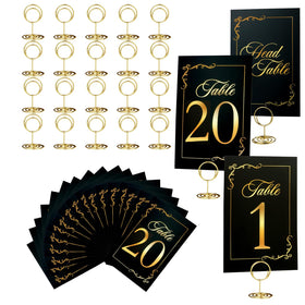 SELANTAG black-gold table numbers 1–20 displayed for elegant seating.