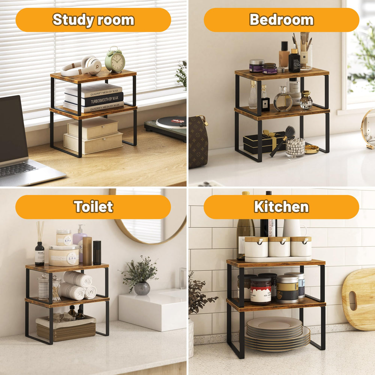 Selefrecos kitchen shelf on counter stores dishes and mugs efficiently.