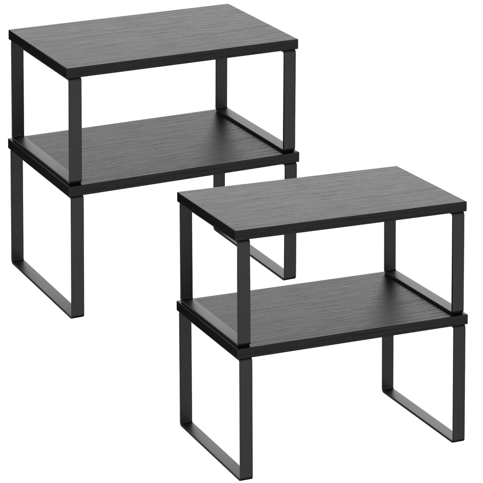 Selefrecos kitchen cabinet organizer set stackable shelves with a sleek black finish for easy spice access