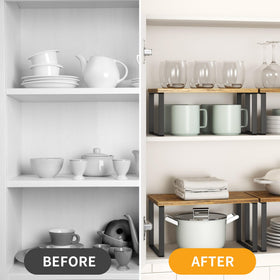 Selefrecos stackable two-tier design demonstrates space efficiency for cabinets.