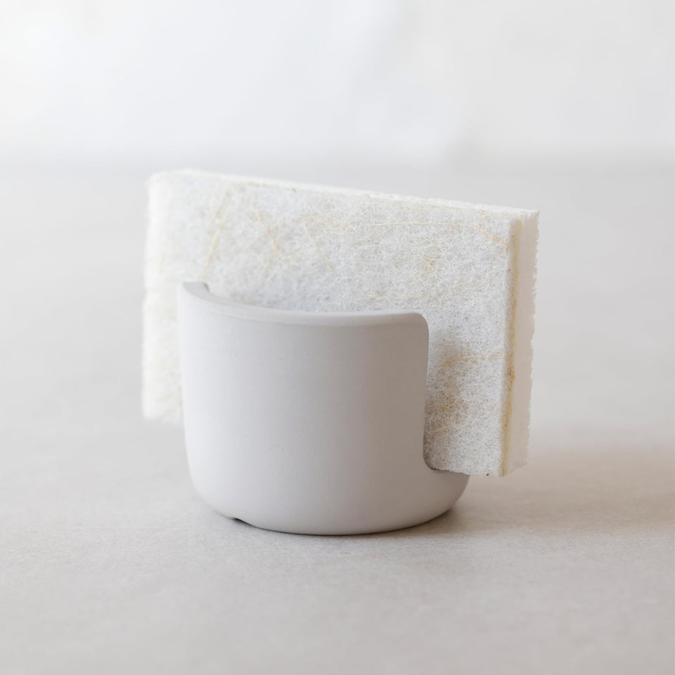 Selegna diatomite stone sponge caddy, front view, quick-drying to reduce mess.