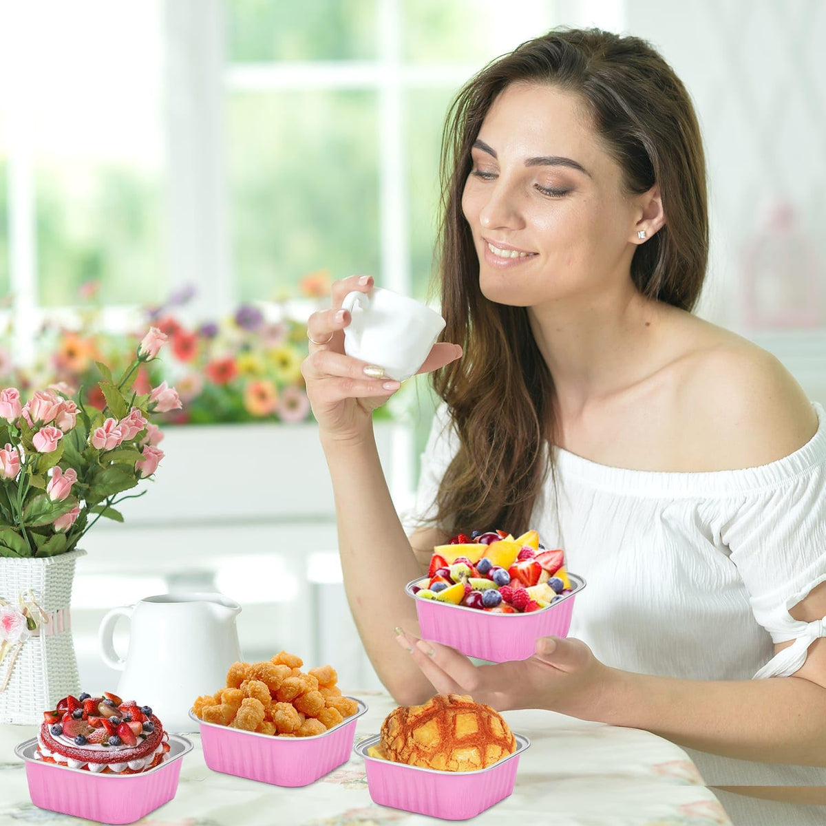 Selizo 10oz square baking cups ideal for individual servings.