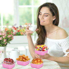 Selizo 10oz square baking cups ideal for individual servings.