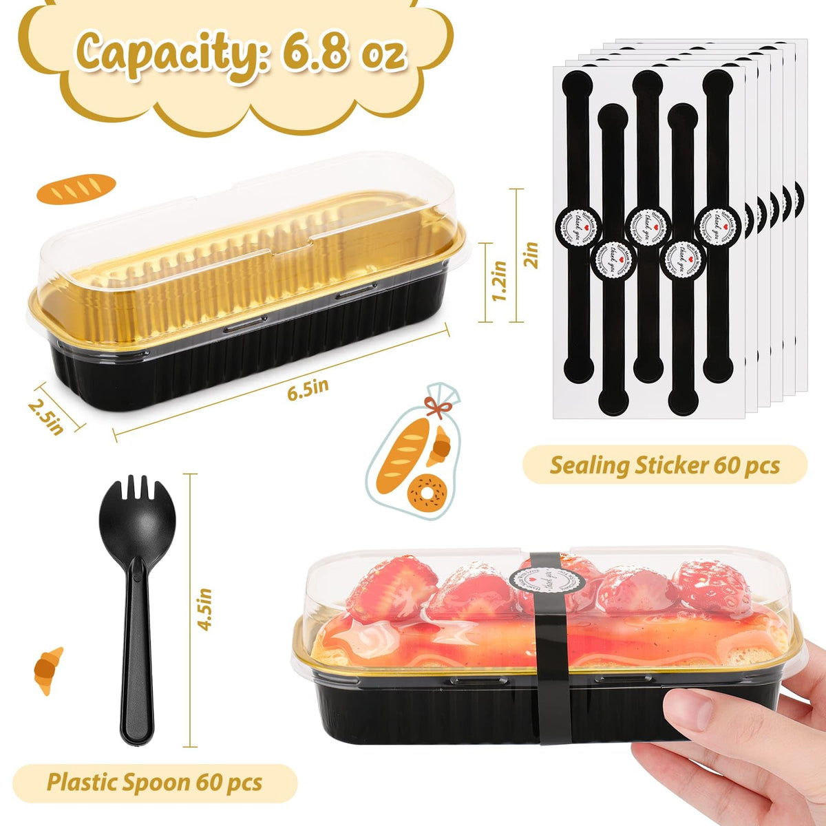Selizo 6-8oz rectangle baking cups ideal for single servings