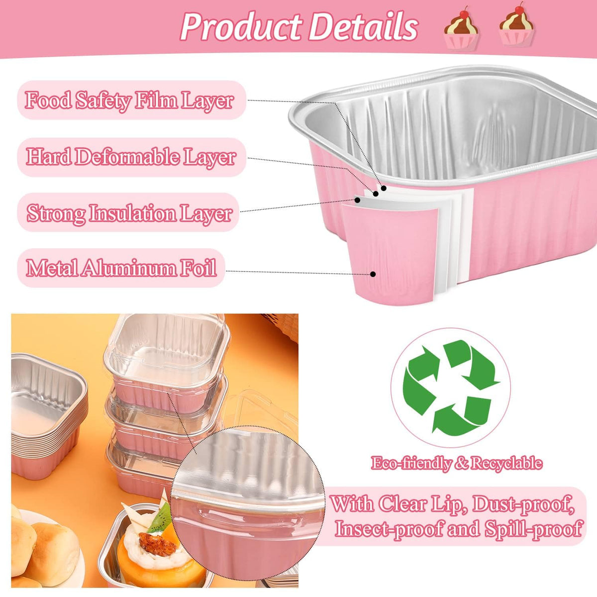 Selizo clear lids keep mini cakes fresh during transport and display.