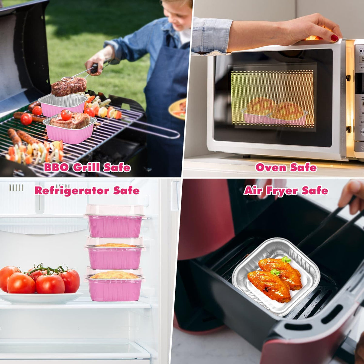Selizo sturdy aluminum foil pans safe in oven and fridge.