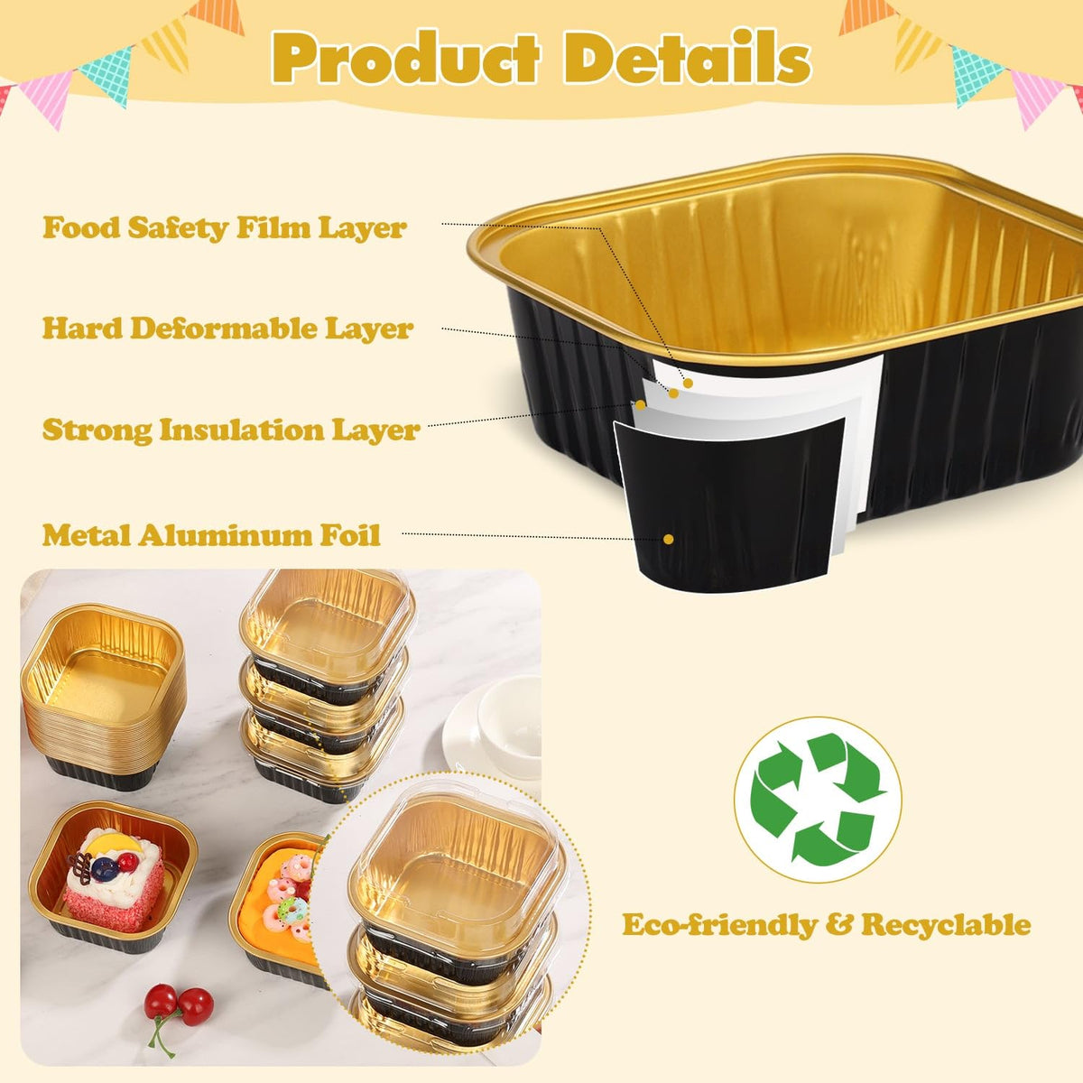 Selizo oven-safe disposable cake tins suitable for oven and fridge use.