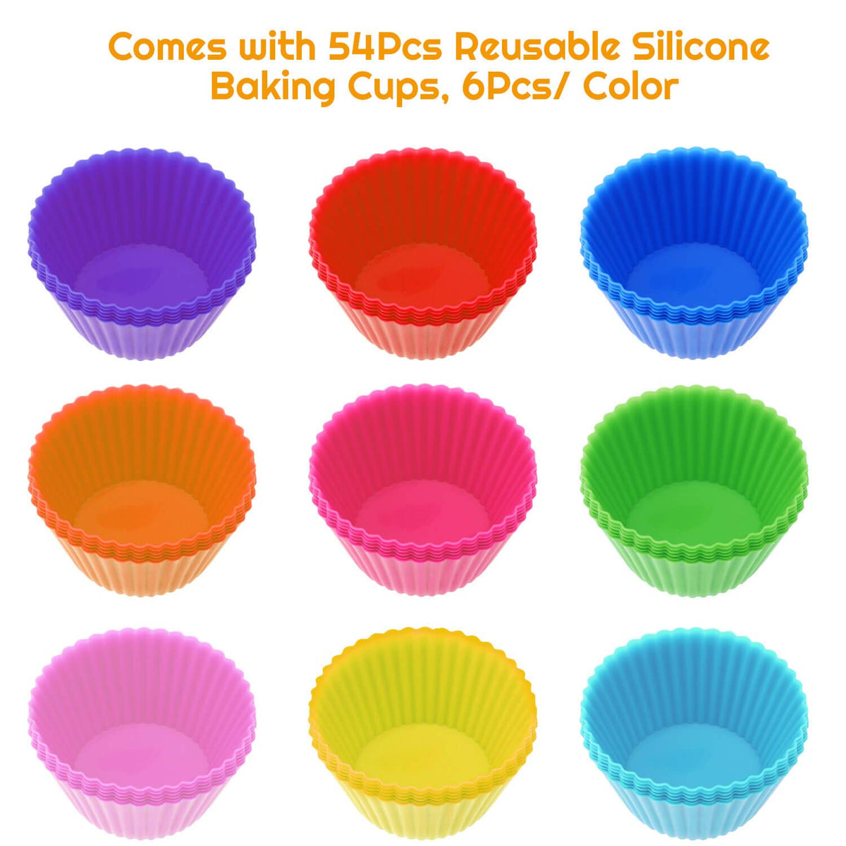 Selizo rainbow silicone cupcake liners add festive color to desserts.