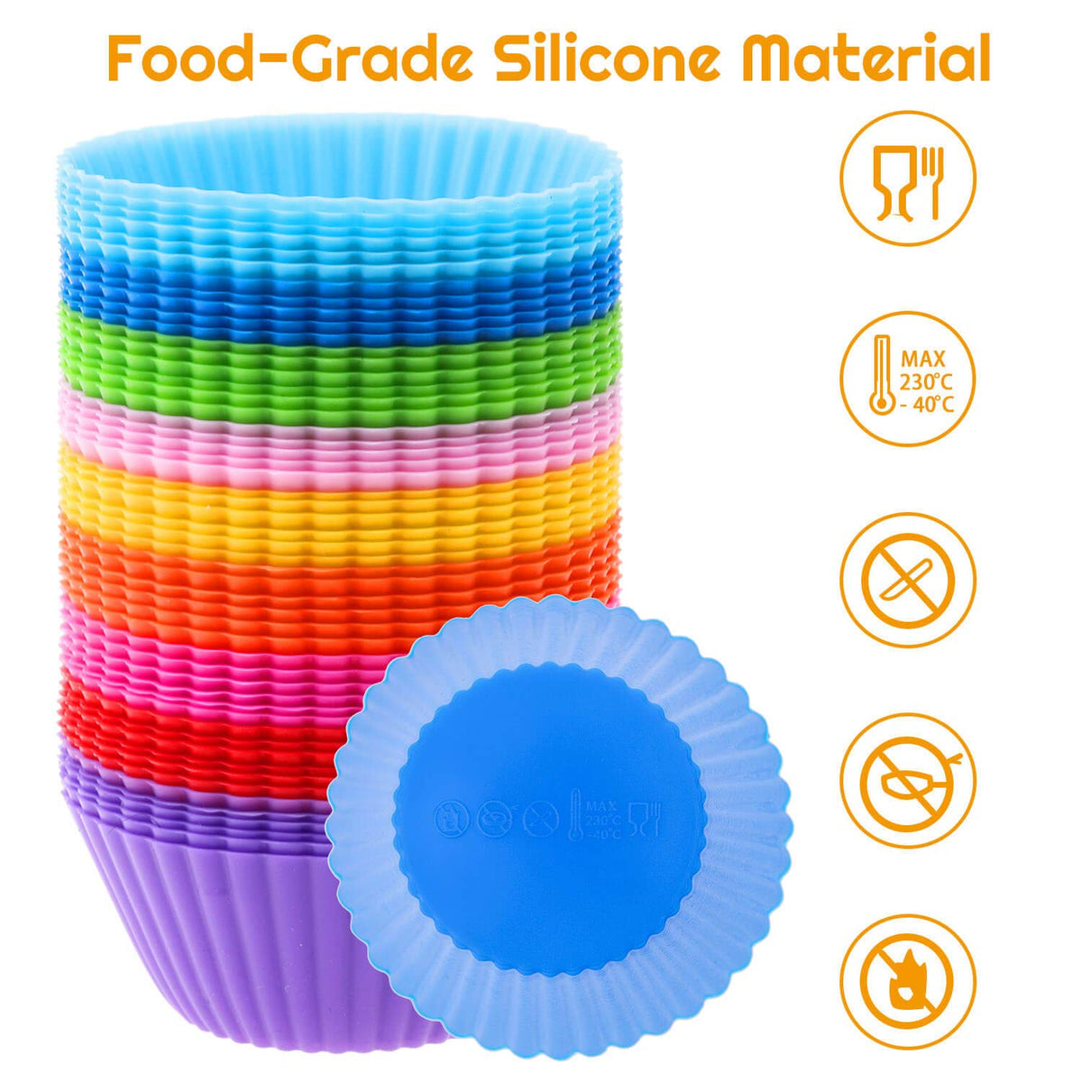 Selizo standard-size 2-inch silicone muffin cups for everyday baking.