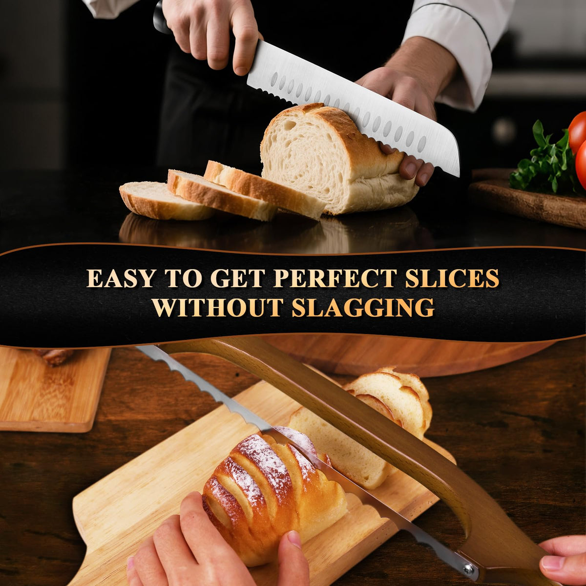 SeLucky anti-stick dimples help dough release for smooth slices.