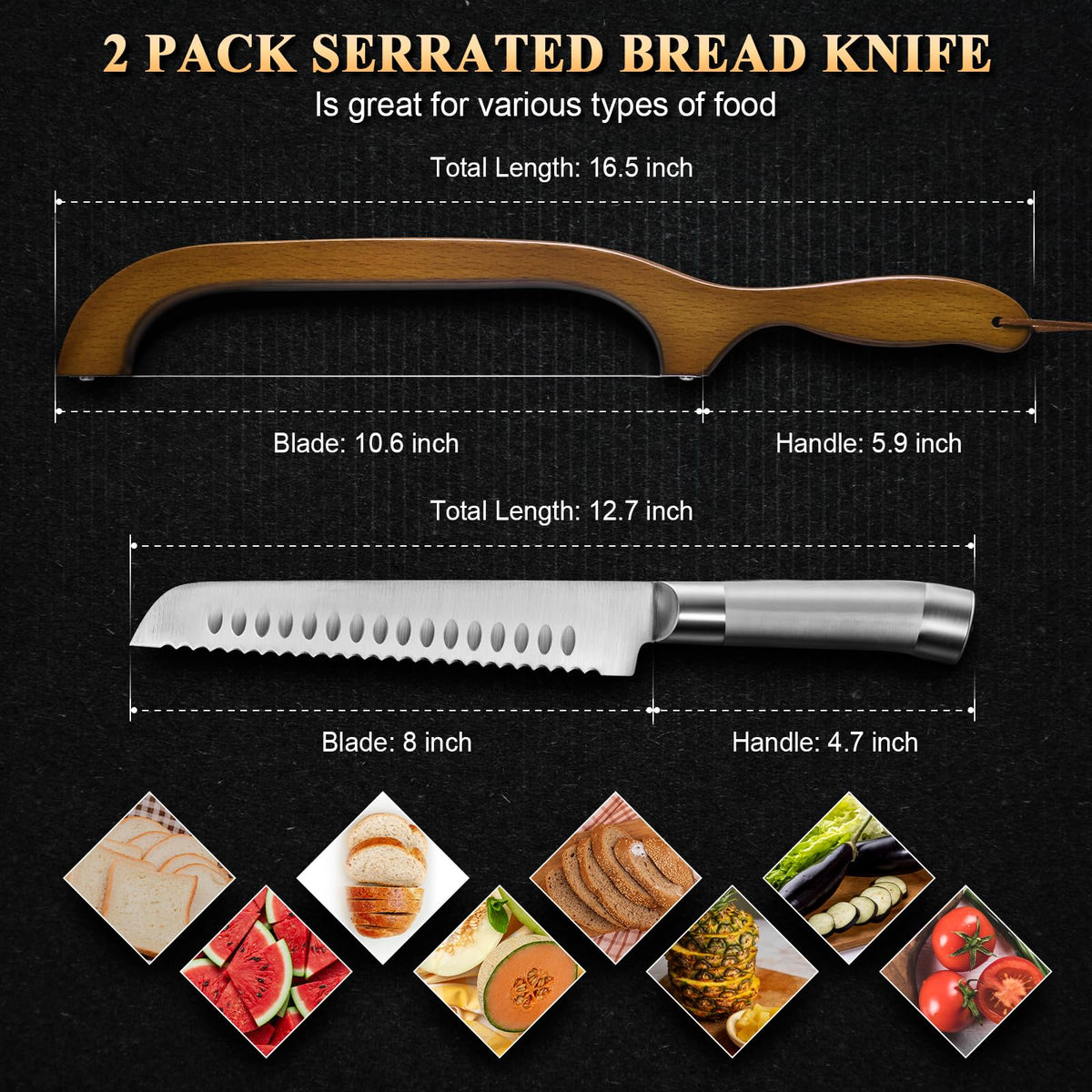 SeLucky wooden sourdough knife glides through soft bread.