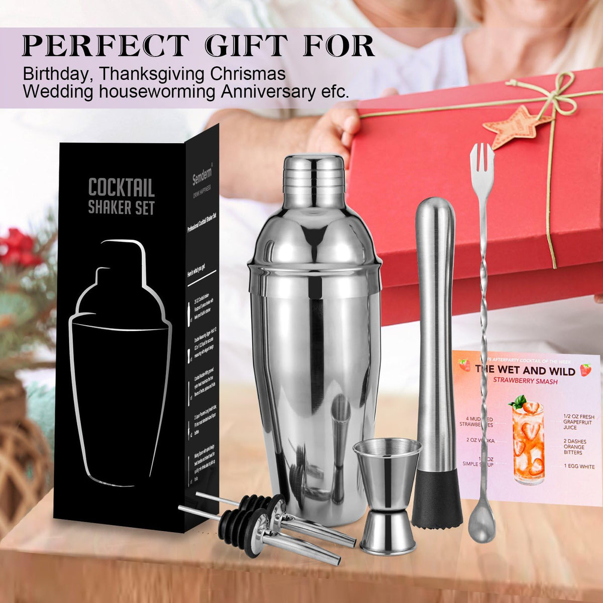 Semderm dishwasher-safe shaker simplifies cleanup after entertaining.
