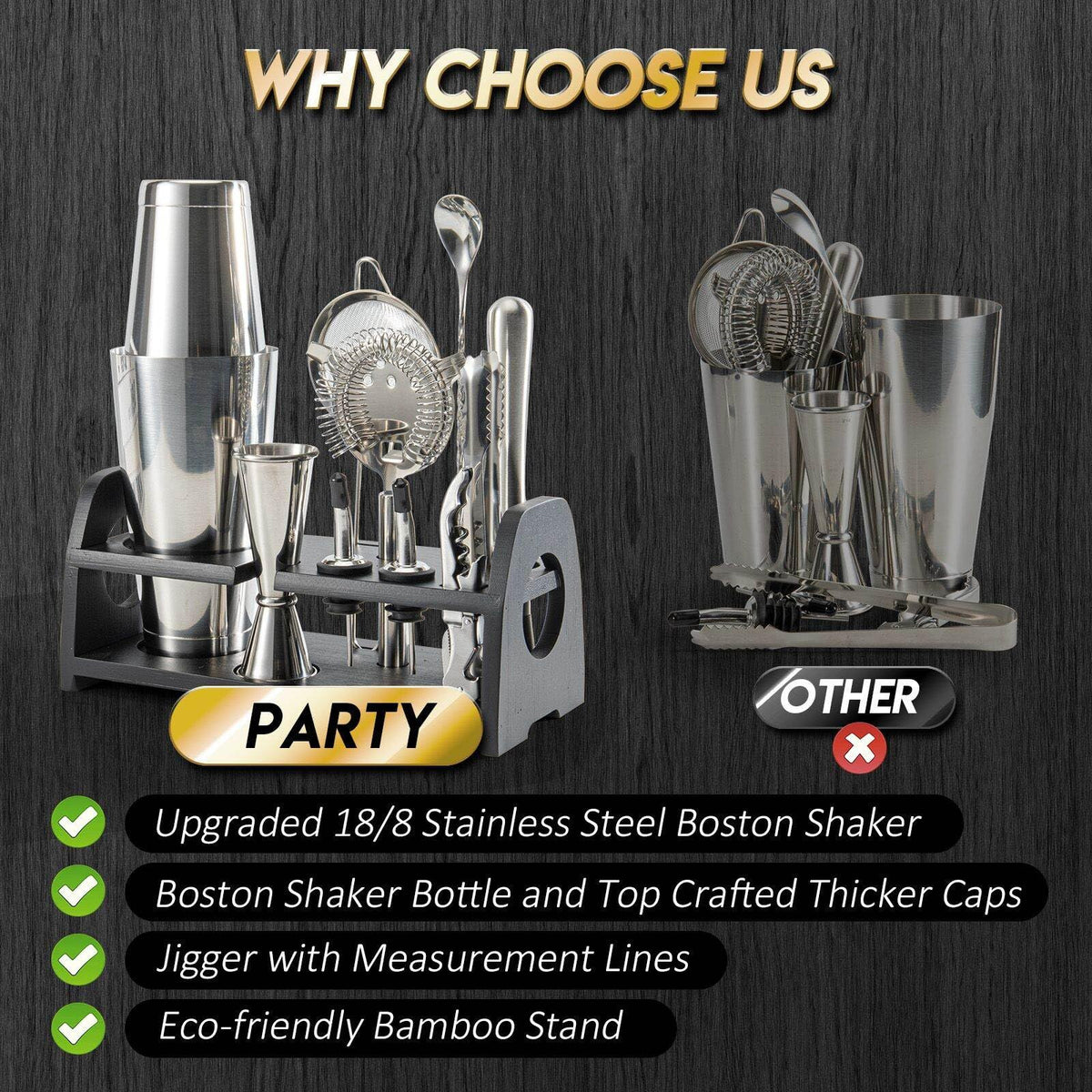 Semderm double jigger with inner measurements for accurate pours.