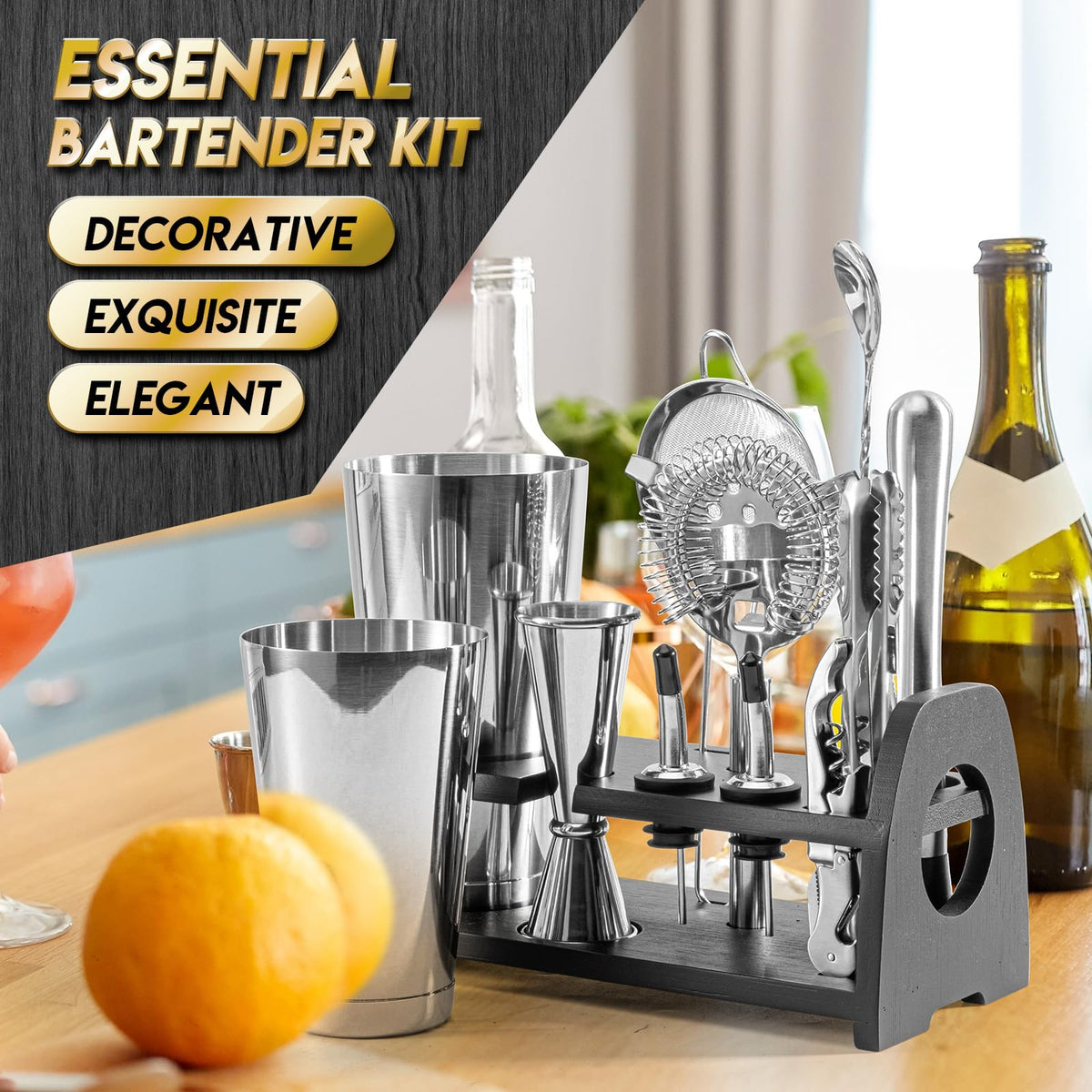 Semderm fine mesh strainer delivers clean, clump-free cocktails.