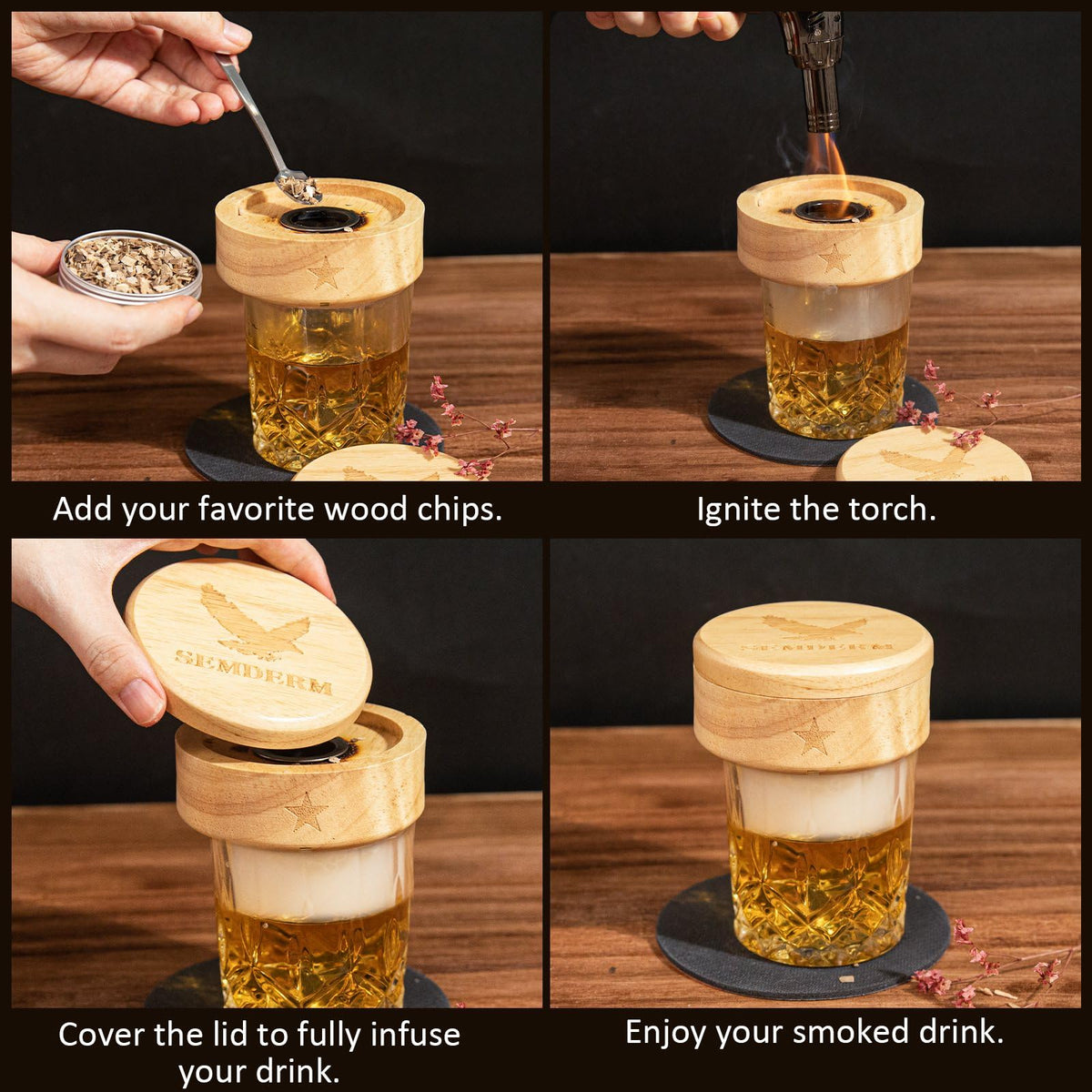 Semderm gift-packaging signals quality for gifting whiskey lovers.