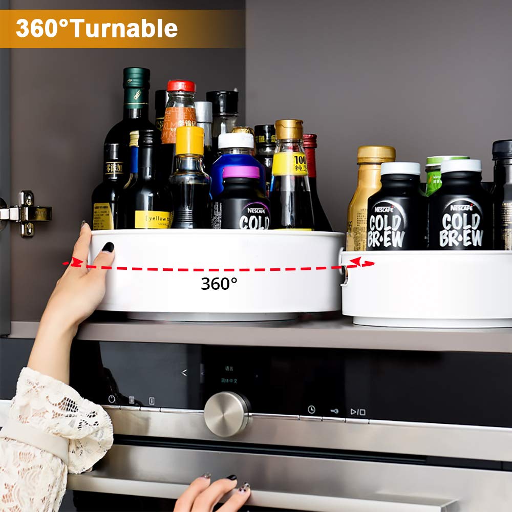 Semlos 12inch rotating lazy Susan on a countertop for organized spices
