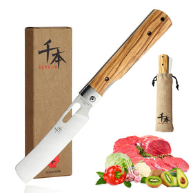 SENBON 440A folding knife blade close-up for precise outdoor cutting