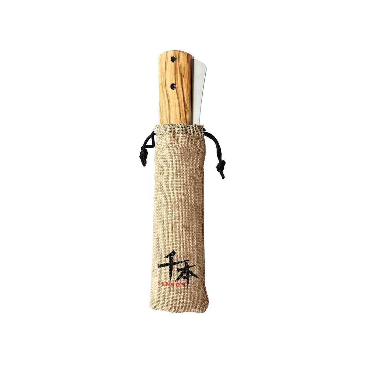 SENBON portable kitchen knife shown in camping setup, ideal for BBQ and outdoor meals