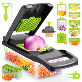 Senbowe 13-in-1 chopper blades for fast, even slicing and dicing.
