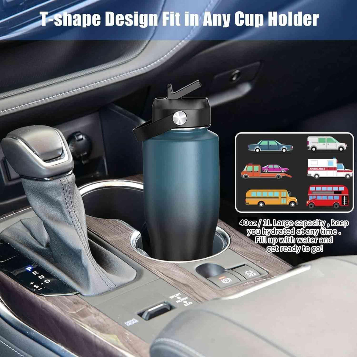 Sendestar bottle shows three lid options for versatility