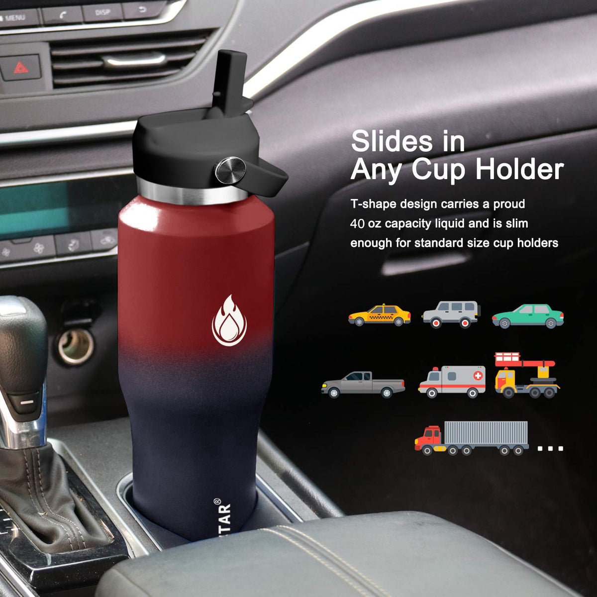 SENDESTAR bottle with two BPA-free lids for versatile sipping and quick pours