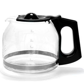 Sendextra 12-cup carafe in clear glass for easy coffee color monitoring.