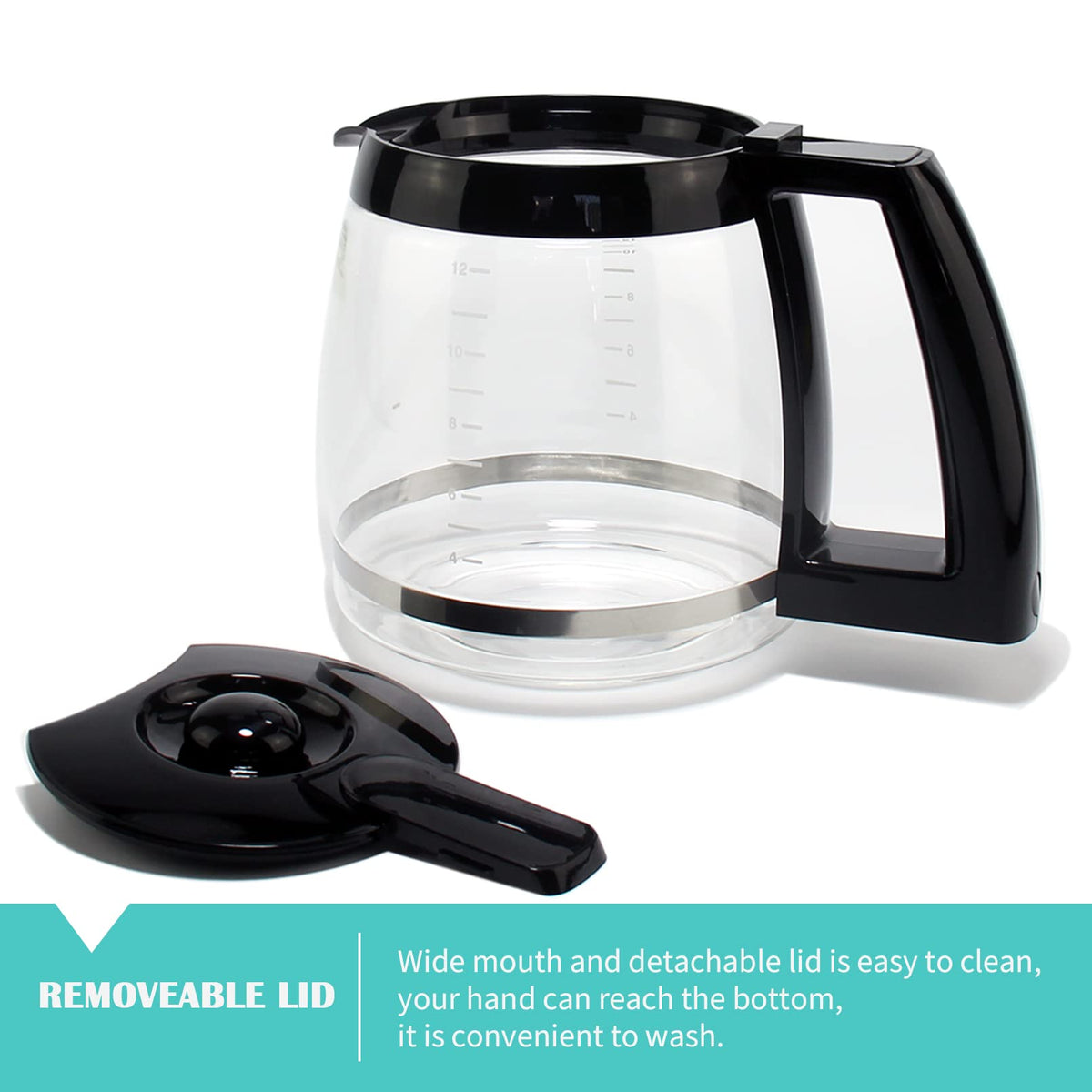 Sendextra heat-resistant borosilicate glass carafe with crystal clarity for everyday brewing.