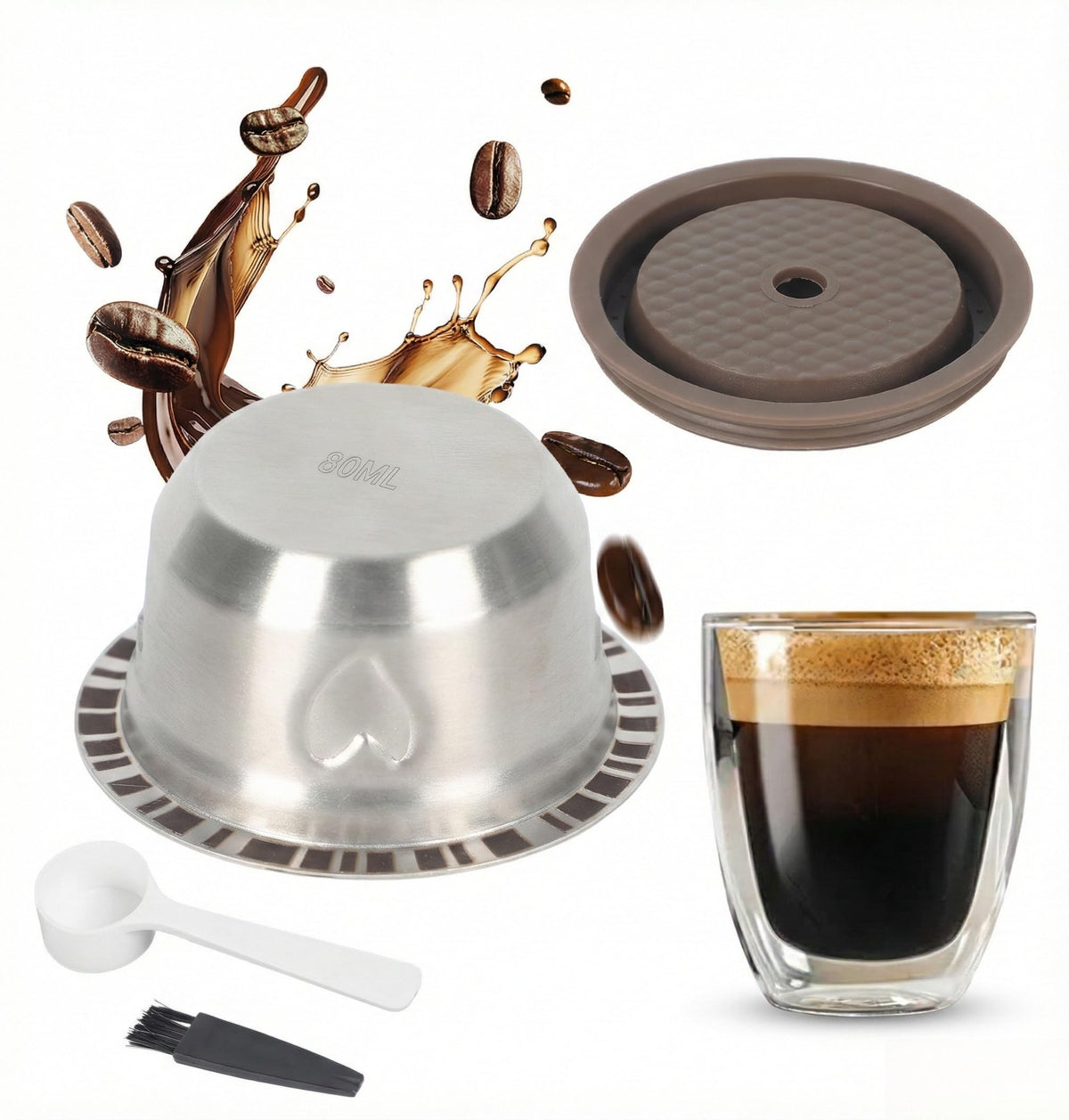Sendoger Heart Design 80ml pod for double espresso with a cute heart motif.