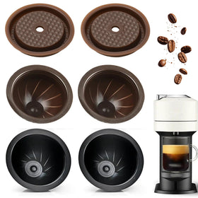 Sendoger Starter Set with four cups and two silicone lids for eco-Vertuo brewing